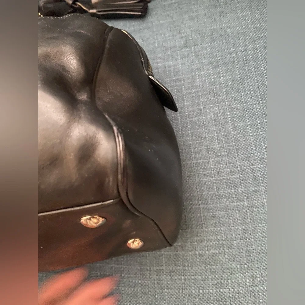 Coach Black Leather Handbag Satchel Silver Hardware - Picture 8 of 16